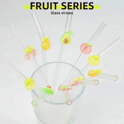 AH TABLE 5 pailles en verre motif fruits colorés + 2 goupillons aesthétic classe - Publicité AH TABLE 5 pailles en verre motif fruits colorés + 2 goupillons aesthétic classe - Publicité