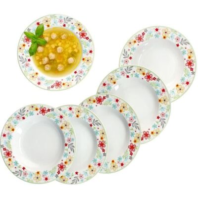 Assiettes à soupe - MamboCat - Variant Fleurs - 6 pièces - Porcelaine - 150 ml Blanc - Publicité Assiettes à soupe - MamboCat - Variant Fleurs - 6 pièces - Porcelaine - 150 ml Blanc - Publicité
