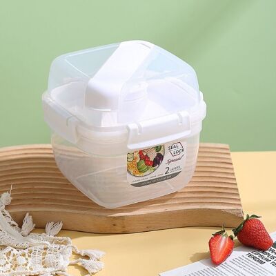 XVX Conteneur Salade Micro-ondable - Boîte Déjeuner avec Couverts (Blanc/Grand) - Publicité XVX Conteneur Salade Micro-ondable - Boîte Déjeuner avec Couverts (Blanc/Grand) - Publicité