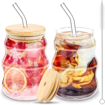 Lot de 2 Verres à Bulles 530ml - Tasses à Cappuccino et Latte Macchiato Avec Couvercle Paille et Brosse - Pour Café Matcha Eau Blanc - Publicité Lot de 2 Verres à Bulles 530ml - Tasses à Cappuccino et Latte Macchiato Avec Couvercle Paille et Brosse - Pour Café Matcha Eau Blanc - Publicité