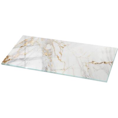 Plateau en verre 125x50 Marbre élégant avec veines décoration haut de gamme bords polis Tulup Blanc - Publicité Plateau en verre 125x50 Marbre élégant avec veines décoration haut de gamme bords polis Tulup Blanc - Publicité