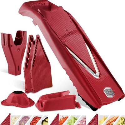 BORNER Coupe-Légumes - Börner - V5 Profi Set - Mandoline Réglable en V - 7 pièces - Acier Inoxydable - Publicité BORNER Coupe-Légumes - Börner - V5 Profi Set - Mandoline Réglable en V - 7 pièces - Acier Inoxydable - Publicité
