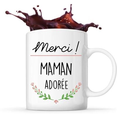 Mug - Merci Maman Adorée - Céramique - Imprimé Recto/Verso - 325 ml - Résistant Lave-Vaisselle Blanc - Publicité Mug - Merci Maman Adorée - Céramique - Imprimé Recto/Verso - 325 ml - Résistant Lave-Vaisselle Blanc - Publicité
