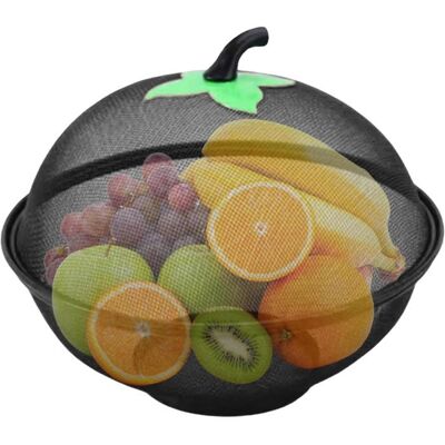 Corbeille à fruits et légumes - Maille métallique - Couvercle anti-poussière - Diamètre 28 cm - Fond surélevé Noir - Publicité Corbeille à fruits et légumes - Maille métallique - Couvercle anti-poussière - Diamètre 28 cm - Fond surélevé Noir - Publicité