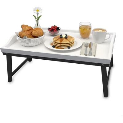 Plateau de lit Relaxdays bambou H x L x P : 20 x 50 x 30 cm avec pieds petit-déjeuner au lit blanc/gris - Publicité Plateau de lit Relaxdays bambou H x L x P : 20 x 50 x 30 cm avec pieds petit-déjeuner au lit blanc/gris - Publicité