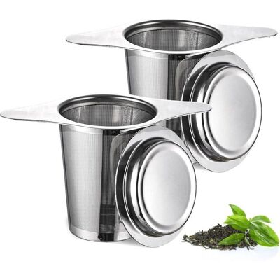 ZEMINPEOEL 2PCS filtre a the avec Poignées & Couvercle infuseur à thé filtre the pour tasse passoire à thé thé infuseur infuseur thé - Publicité ZEMINPEOEL 2PCS filtre a the avec Poignées & Couvercle infuseur à thé filtre the pour tasse passoire à thé thé infuseur infuseur thé - Publicité