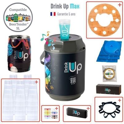 DRINK UP MAX décor MIX - Tireuse à bières & cocktails portative – Toutes Boissons - 25 verres - Enceinte - Plateau - fûts Noir - Publicité DRINK UP MAX décor MIX - Tireuse à bières & cocktails portative – Toutes Boissons - 25 verres - Enceinte - Plateau - fûts Noir - Publicité