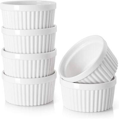 HAWUJ Ensemble de 6 ramequins en céramique de 113 ml pour crème brûlée gaufres et puddings compatibles avec la friteuse et le... Publicité HAWUJ Ensemble de 6 ramequins en céramique de 113 ml pour crème brûlée gaufres et puddings compatibles avec la friteuse et le... Publicité