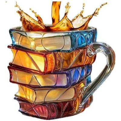 NOBRAND Tasse à café avec livres peints en 3D tasse à café amusante avec livre forme créative de livre 3D empilable tasses à café - Publicité NOBRAND Tasse à café avec livres peints en 3D tasse à café amusante avec livre forme créative de livre 3D empilable tasses à café - Publicité