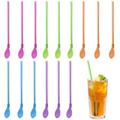 AUCUNELY Pailles granité cuillères 2 en 1 - 12 pièces colorées réutilisables - Convient pour smoothies milkshakes Étiquette - Publicité AUCUNELY Pailles granité cuillères 2 en 1 - 12 pièces colorées réutilisables - Convient pour smoothies milkshakes Étiquette - Publicité
