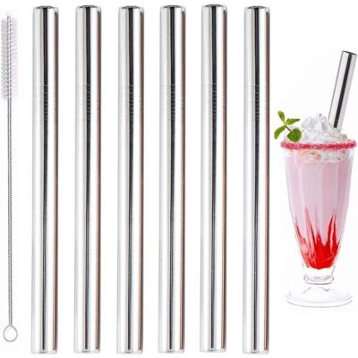 AMOUNE Paille Inox 6 pièces Pailles RéutilisablesPailles Bubble Tea avec 1 brosses de nettoyagePailles en acier inoxydable pour boissons - Publicité AMOUNE Paille Inox 6 pièces Pailles RéutilisablesPailles Bubble Tea avec 1 brosses de nettoyagePailles en acier inoxydable pour boissons - Publicité