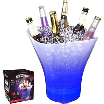 NOBRAND Seau à glace LED avec haut-parleur Bluetooth grand seau à glace portable éclairé avec haut-parleur (7L) Bleu - Publicité NOBRAND Seau à glace LED avec haut-parleur Bluetooth grand seau à glace portable éclairé avec haut-parleur (7L) Bleu - Publicité