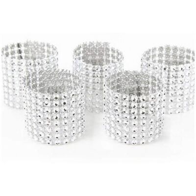 100PCS Ronds de Serviette de Table Ruban Strass Argent 13 * 4CM -Ruban Diamants Argent - Publicité 100PCS Ronds de Serviette de Table Ruban Strass Argent 13 * 4CM -Ruban Diamants Argent - Publicité