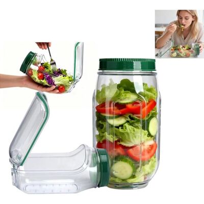 SALADIER Capsule à salade récipient à salade ouvert sur le côté récipient à salade portable boîte à collation avec couvercle - Publicité SALADIER Capsule à salade récipient à salade ouvert sur le côté récipient à salade portable boîte à collation avec couvercle - Publicité