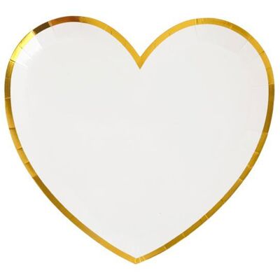 SANTEX 10 Assiettes carton cœur blanc et or 225 x 20 cm - Blanc Blanc - Publicité SANTEX 10 Assiettes carton cœur blanc et or 225 x 20 cm - Blanc Blanc - Publicité