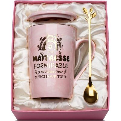 JBNIUAY Tasse Mug en Céramique Marbrée 400ml avec Cuillère - Boîte Cadeau et Carte inclus - Idée Cadeau Fin dAnnée pour Maîtresse décole Rose - Publicité JBNIUAY Tasse Mug en Céramique Marbrée 400ml avec Cuillère - Boîte Cadeau et Carte inclus - Idée Cadeau Fin dAnnée pour Maîtresse décole Rose - Publicité