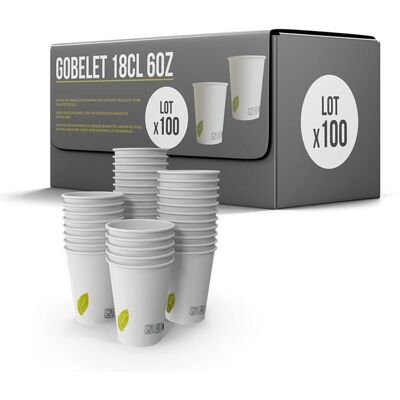 SPARKLERS CLUB Lot de 100 Gobelets 18cl / 6oz Jetables en Carton Blanc 100% Biodégradable - Gobelet à café en papier 180ml Th Blanc - Publicité SPARKLERS CLUB Lot de 100 Gobelets 18cl / 6oz Jetables en Carton Blanc 100% Biodégradable - Gobelet à café en papier 180ml Th Blanc - Publicité