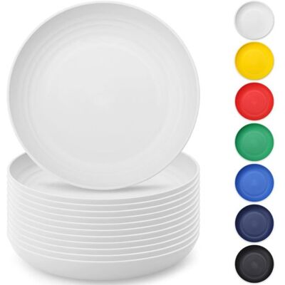 Assiettes en plastique réutilisables - DOK - 12 pièces - 23 cm - Incassables - Robustes - Faciles à transporter Blanc - Publicité Assiettes en plastique réutilisables - DOK - 12 pièces - 23 cm - Incassables - Robustes - Faciles à transporter Blanc - Publicité