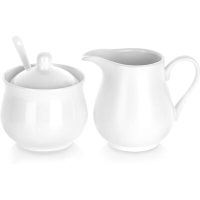 Ensemble sucrier et crémier en porcelaine - VILDE - 3 pièces - Porcelaine blanche - Crémier 250 ml - Sucrier 230 ml - Publicité Ensemble sucrier et crémier en porcelaine - VILDE - 3 pièces - Porcelaine blanche - Crémier 250 ml - Sucrier 230 ml - Publicité