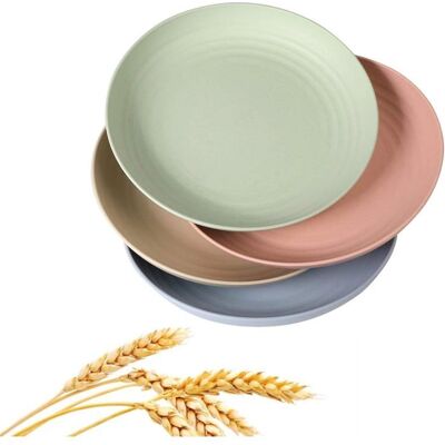 Assiettes en paille de blé - EINNENFFER - Lot de 4 - Légères et incassables - Compatibles lave-vaisselle - 20 cm - Publicité Assiettes en paille de blé - EINNENFFER - Lot de 4 - Légères et incassables - Compatibles lave-vaisselle - 20 cm - Publicité