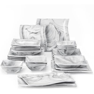 MALACASA Série Flora 26 pièces Service de Table Porcelaine Marbre 6 Bols 6 Assiettes à Dessert 6 Assiettes Creuse à Soupe Plus - Publicité MALACASA Série Flora 26 pièces Service de Table Porcelaine Marbre 6 Bols 6 Assiettes à Dessert 6 Assiettes Creuse à Soupe Plus - Publicité