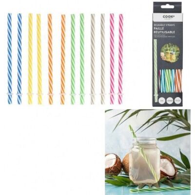 COOK'CONCEPT paille réutilisable 12 pailles droite de 19 cm pailles pour bocaux 4 coloris - Publicité COOK'CONCEPT paille réutilisable 12 pailles droite de 19 cm pailles pour bocaux 4 coloris - Publicité