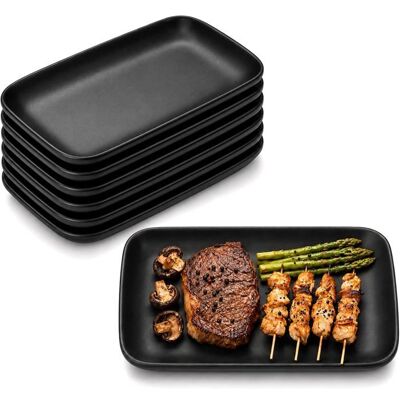 SANS MARQUE Lot de 6 assiettes de service en porcelaine de qualité supérieure - Noir - 15 5 x 9 1 cm - Assiettes à entrées - Publicité SANS MARQUE Lot de 6 assiettes de service en porcelaine de qualité supérieure - Noir - 15 5 x 9 1 cm - Assiettes à entrées - Publicité