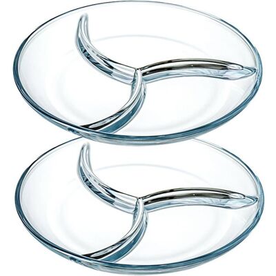 DLZAOAO 2 assiettes en verre de 25 cm avec compartimentsassiettes à dessert en verreassiettes à bonbonspour micro-ondes et lave-vaisselle Bleu - Publicité DLZAOAO 2 assiettes en verre de 25 cm avec compartimentsassiettes à dessert en verreassiettes à bonbonspour micro-ondes et lave-vaisselle Bleu - Publicité