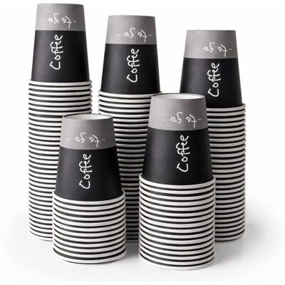 PACKADI Gobelets à café en carton 240 ml (8 oz) gris et noir - Lot de 50 - Gobelets jetables en carton - Tasses à café - Publicité PACKADI Gobelets à café en carton 240 ml (8 oz) gris et noir - Lot de 50 - Gobelets jetables en carton - Tasses à café - Publicité
