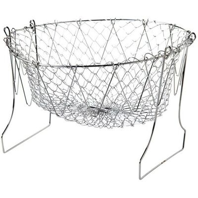 Essoreuse à salade - XVX - Panier pliant - Inox tressé - Diamètre 25 cm - Ultra-compacte - Publicité Essoreuse à salade - XVX - Panier pliant - Inox tressé - Diamètre 25 cm - Ultra-compacte - Publicité