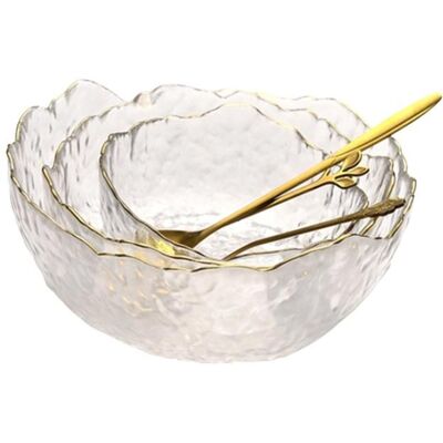 SODIAL Bol à Salade en Verre Bol en Verre IrréGulier avec Bord Incrusté DOr Salade Transparente Soupe Aux Fruits Bol à MéLanger pour - Publicité SODIAL Bol à Salade en Verre Bol en Verre IrréGulier avec Bord Incrusté DOr Salade Transparente Soupe Aux Fruits Bol à MéLanger pour - Publicité