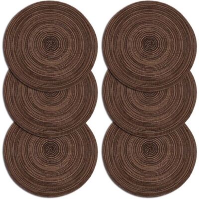 Sets de table ronds - OKZ® - Lot de 6 pièces - Diamètre 35 cm - Tressés en coton et polypropylène Marron - Publicité Sets de table ronds - OKZ® - Lot de 6 pièces - Diamètre 35 cm - Tressés en coton et polypropylène Marron - Publicité