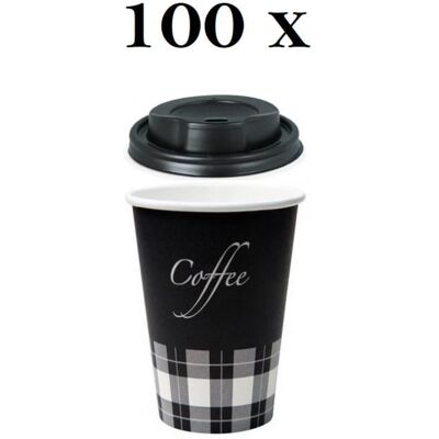 100 x gobelets jetables à café en carton noir 180ml+ couvercles pour les boissons chaudes et froides Noir - Publicité 100 x gobelets jetables à café en carton noir 180ml+ couvercles pour les boissons chaudes et froides Noir - Publicité