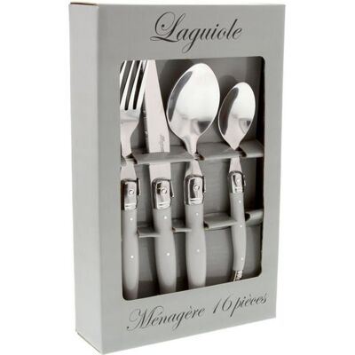 LAGUIOLE Ménagère 16 pièces manches gris uni Gris - Publicité LAGUIOLE Ménagère 16 pièces manches gris uni Gris - Publicité