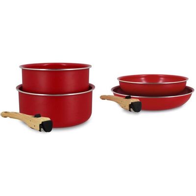 Batterie de cuisine Menastyl Colorama - 6 pièces - 2 poignées incluses - Revêtement céramique - Touts feux dont induction - Magenta Rouge - Publicité Batterie de cuisine Menastyl Colorama - 6 pièces - 2 poignées incluses - Revêtement céramique - Touts feux dont induction - Magenta Rouge - Publicité