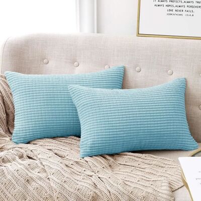 Housses de coussin en velours bleu ciel - Lot de 2 - 30x50cm - Design élégant et texture douce Bleu - Publicité Housses de coussin en velours bleu ciel - Lot de 2 - 30x50cm - Design élégant et texture douce Bleu - Publicité