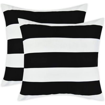 Housses de coussin - XVX - 45x45 cm - Rayures - Noir - Style campagnard moderne Noir - Publicité Housses de coussin - XVX - 45x45 cm - Rayures - Noir - Style campagnard moderne Noir - Publicité