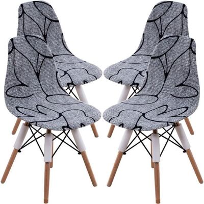 DRMKER Housse de Chaise Scandinave Salle à Manger Motif Imprimé 4 pieces Revêtement de Chaise pour Cuisine Salon Bouquet Maison Mariage Gris - Publicité DRMKER Housse de Chaise Scandinave Salle à Manger Motif Imprimé 4 pieces Revêtement de Chaise pour Cuisine Salon Bouquet Maison Mariage Gris - Publicité