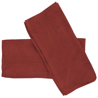 SOLEIL D'OCRE Lot de 2 serviettes invités en coton 500 gr/m2 30x40 cm LAGUNE brique par Soleil docre Rouge - Publicité SOLEIL D'OCRE Lot de 2 serviettes invités en coton 500 gr/m2 30x40 cm LAGUNE brique par Soleil docre Rouge - Publicité