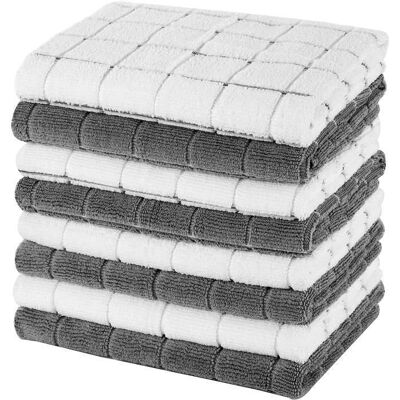 ROBUSTRIA 8 torchons de cuisine en microfibre chiffon de nettoyage doux absorbant extra large 45 x 65 cmLot de 8 serviettes en microfibre 4 Gris - Publicité ROBUSTRIA 8 torchons de cuisine en microfibre chiffon de nettoyage doux absorbant extra large 45 x 65 cmLot de 8 serviettes en microfibre 4 Gris - Publicité