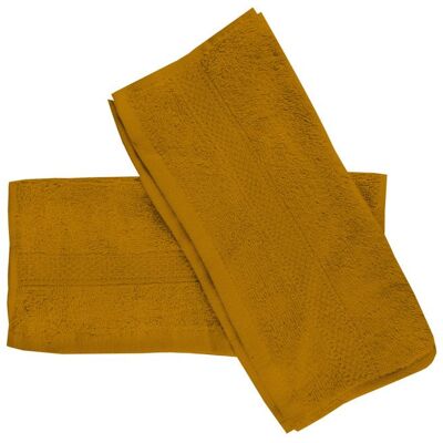 SOLEIL D'OCRE Lot de 2 serviettes invités en coton 500 gr/m2 LAGUNE moutarde par Soleil docre Jaune - Publicité SOLEIL D'OCRE Lot de 2 serviettes invités en coton 500 gr/m2 LAGUNE moutarde par Soleil docre Jaune - Publicité
