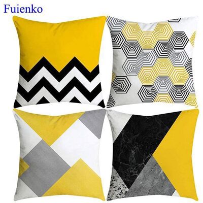 Housses de coussin - FUIENKO - 45x45cm - Jaune - 4 pièces - Fermeture éclair invisible Jaune - Publicité Housses de coussin - FUIENKO - 45x45cm - Jaune - 4 pièces - Fermeture éclair invisible Jaune - Publicité