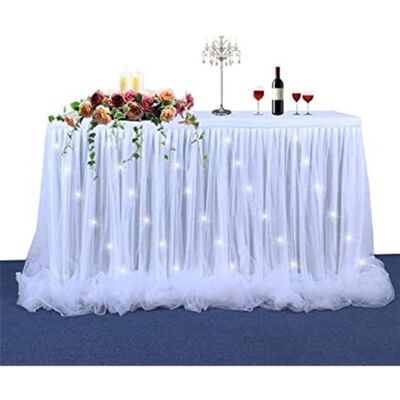 Jupe de table - XJYDNCG - Tulle - 183x76 cm - Blanc - Lavable Bleu - Publicité Jupe de table - XJYDNCG - Tulle - 183x76 cm - Blanc - Lavable Bleu - Publicité