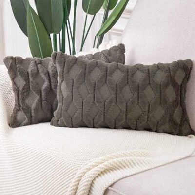 Housses de coussin - Luxe - 2 pcs - Doux en laine synthétique - 30 x 50 cm - Gris brunâtre Gris - Publicité Housses de coussin - Luxe - 2 pcs - Doux en laine synthétique - 30 x 50 cm - Gris brunâtre Gris - Publicité