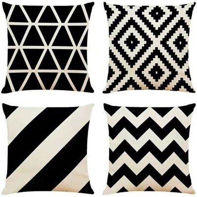 BEIJIYI Lot de 4 housses de coussin géométriques housse de coussin carrée 45 x 45 cm Noir - Publicité BEIJIYI Lot de 4 housses de coussin géométriques housse de coussin carrée 45 x 45 cm Noir - Publicité