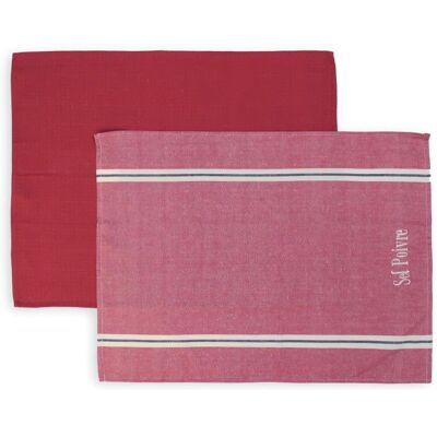 SOLEIL D'OCRE Lot de 2 torchons en coton SEL et POIVRE rouge brodé 50x70 cm Rouge - Publicité SOLEIL D'OCRE Lot de 2 torchons en coton SEL et POIVRE rouge brodé 50x70 cm Rouge - Publicité