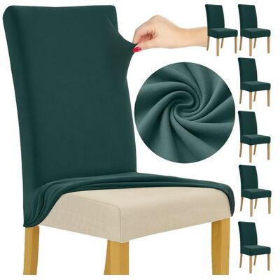 Lot de 6 housses de chaise PASHASHOP vert bouteille extensibles 65 x 40 x 35 cm Vert - Publicité Lot de 6 housses de chaise PASHASHOP vert bouteille extensibles 65 x 40 x 35 cm Vert - Publicité