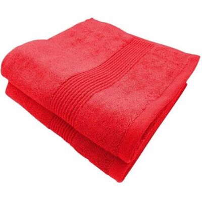 ALPES BLANC - Lot de 2 Serviettes de Bain 600g Rouge – Coton & Bambou Ultra Douces Absorbantes et Résistantes - 50x100 cm Rouge - Publicité ALPES BLANC - Lot de 2 Serviettes de Bain 600g Rouge – Coton & Bambou Ultra Douces Absorbantes et Résistantes - 50x100 cm Rouge - Publicité