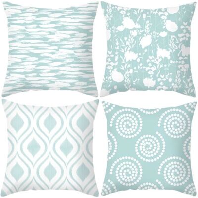 Housses de Coussin Scandinave et Moderne - WIRLSWEAL - Lot de 4 - Bleu et Blanc Bleu - Publicité Housses de Coussin Scandinave et Moderne - WIRLSWEAL - Lot de 4 - Bleu et Blanc Bleu - Publicité