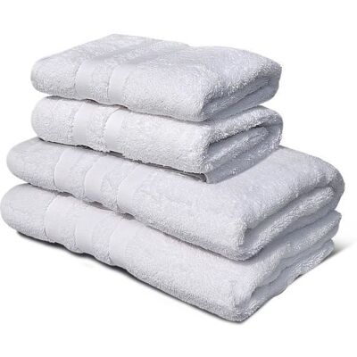 Lot de 4 serviettes - LOVELY HOME - 2 Serviettes 50 x 100 cm + 2 Draps de douche 70 x 140 cm - Blanc Blanc - Publicité Lot de 4 serviettes - LOVELY HOME - 2 Serviettes 50 x 100 cm + 2 Draps de douche 70 x 140 cm - Blanc Blanc - Publicité